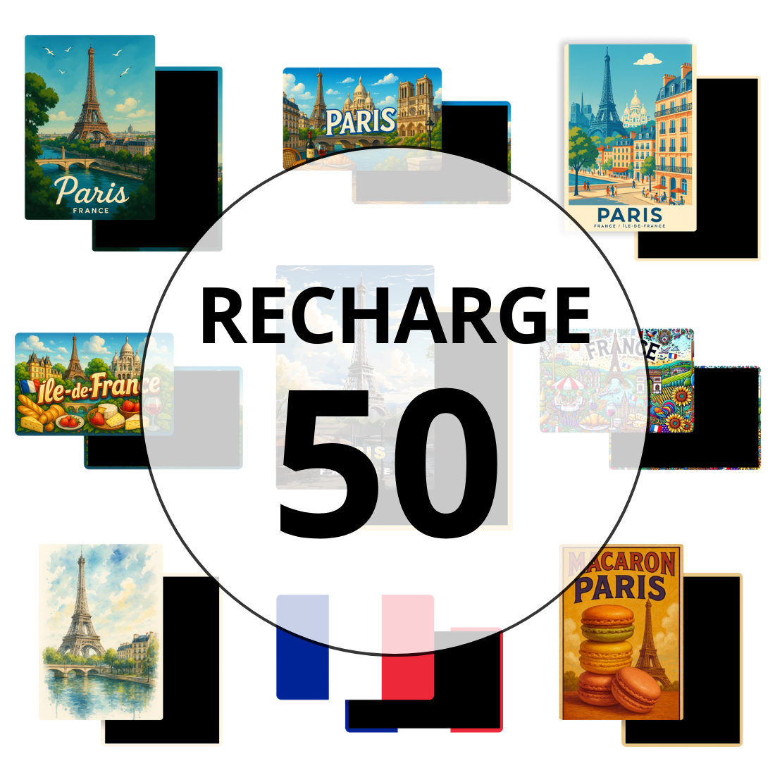 Recharge de 50 Magnets touristiques personnalisés – Votre ville ou village (Réservé Pro)