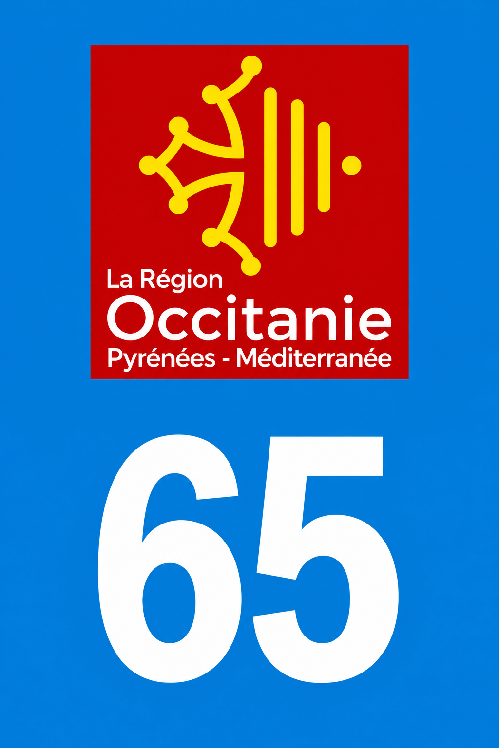 M3465 Magnet plaque immatriculation département Hautes-Pyrénées (65)