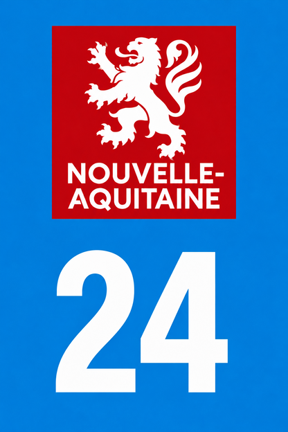 M3424 Magnet plaque immatriculation département Dordogne (24)
