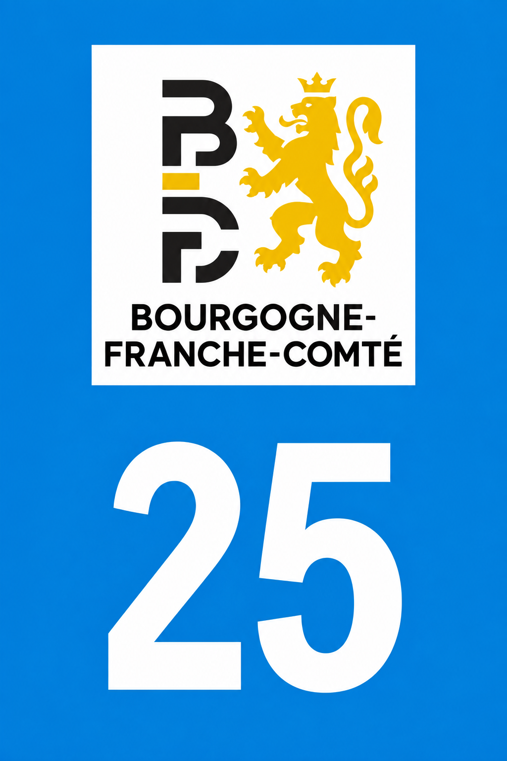 M3425 Magnet plaque immatriculation département Doubs (25)
