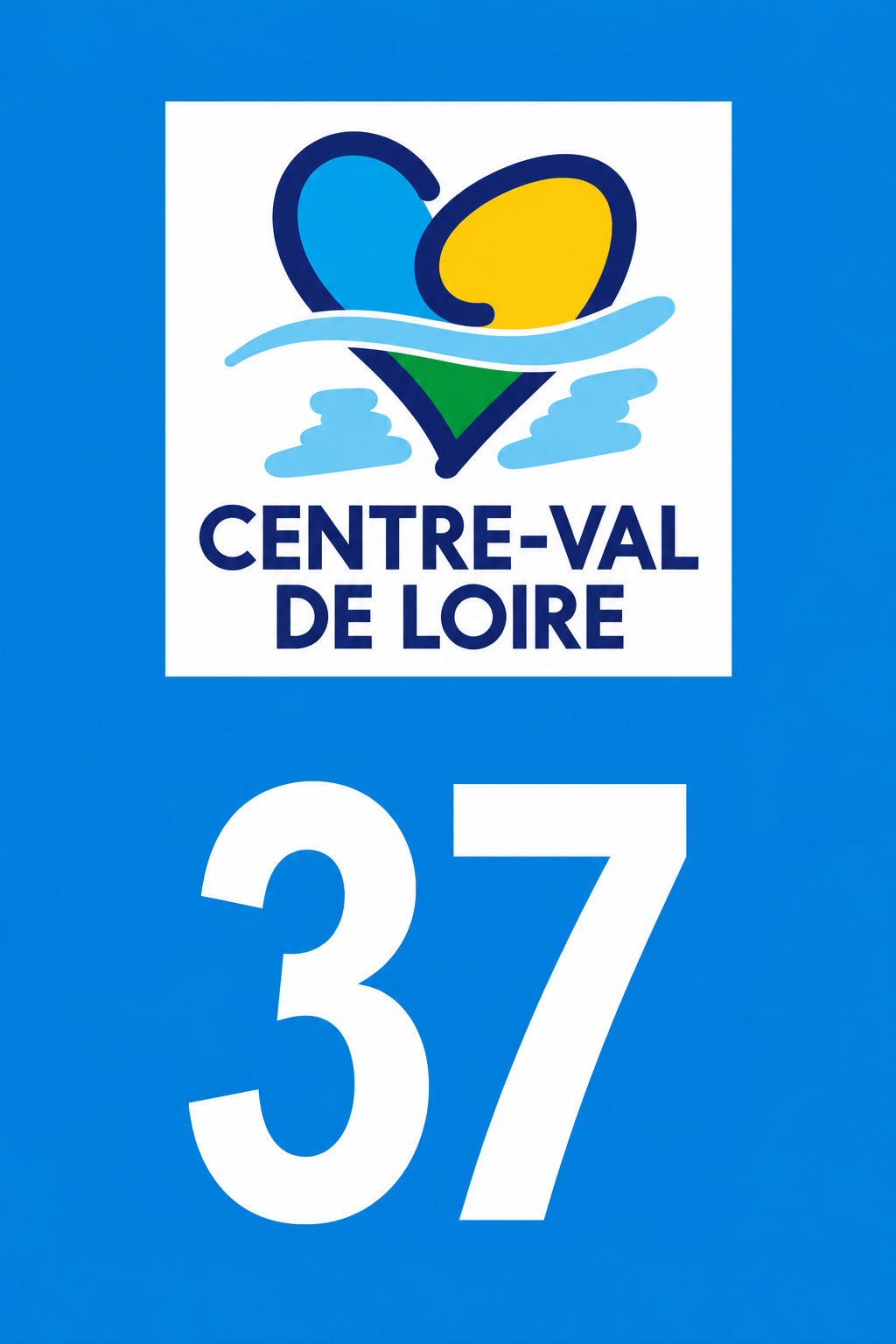M3437 Magnet plaque immatriculation département Indre-et-Loire (37)