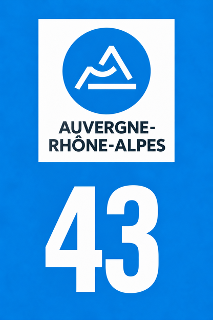 M3443 Magnet plaque immatriculation département Haute-Loire (43)