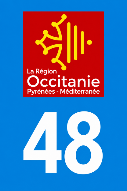 M3448 Magnet plaque immatriculation département Lozère (48)