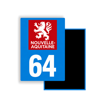 M3464 Magnet plaque immatriculation département Pyrénées-Atlantiques (64)