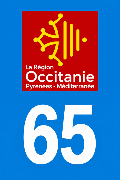 M3465 Magnet plaque immatriculation département Hautes-Pyrénées (65)