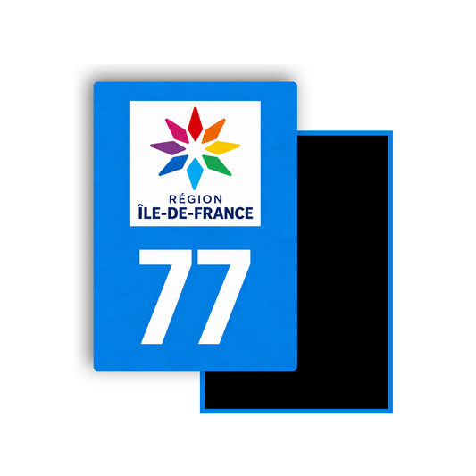 M3477 Magnet plaque immatriculation département Seine-et-Marne (77)
