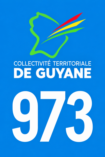 M3498 Magnet plaque immatriculation département Guyane (973)