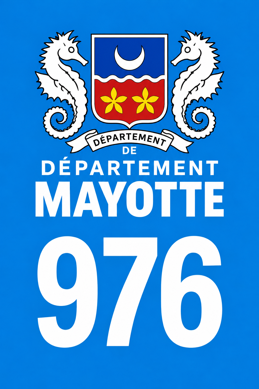 M3499A Magnet plaque immatriculation département Mayotte (976)