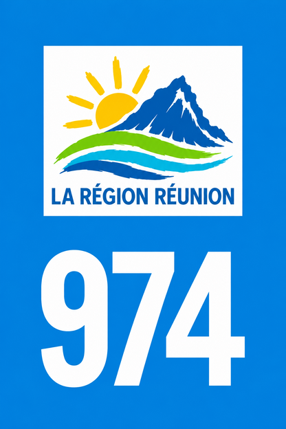 M3499 Magnet plaque immatriculation département La Réunion (974)