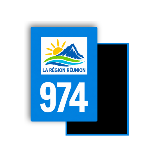 M3499 Magnet plaque immatriculation département La Réunion (974)