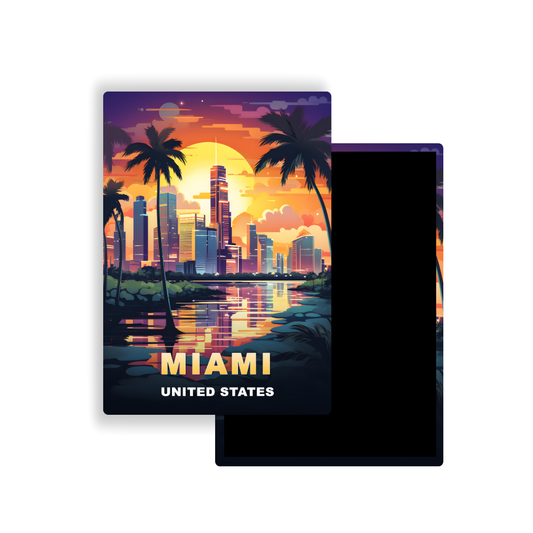 M701W Magnet Affiche de voyage du monde Miami États-Unis