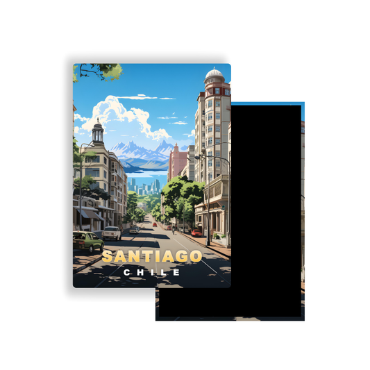 M702Q Magnet Affiche de voyage du monde Santiago Chili