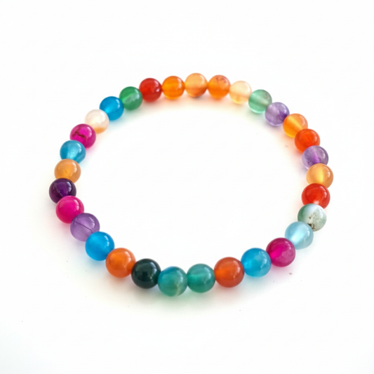 Bracelet Agate Multi-couleur 6 mm