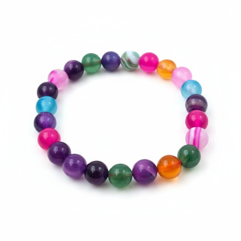 Bracelet Agate Multi-couleur 8 mm